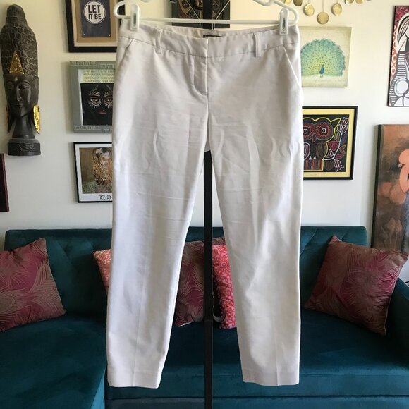 EXPRESS Columnist size 6R Stretch White Columnist Ankle Dress Pants - Picture 1 of 4